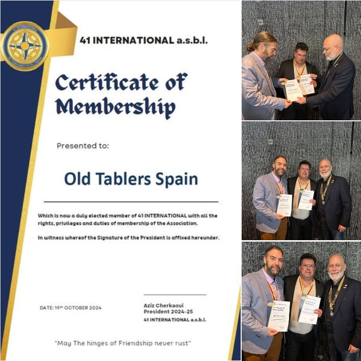 Certificate of Membership – Old Tablers Spain